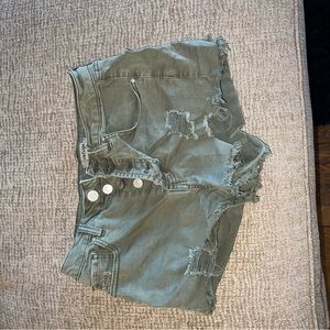 Green jean shorts, size 4.
